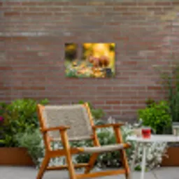 Eekhoorn - Herfst - Bosdieren - Herfstbladeren - Bos Tuinposter op houten frame 2 cm dik klein -sfeer3