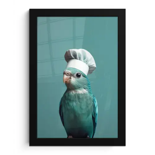 Parkiet - Vogel - Koksmuts - Cute fotolijst zwart zonder passe partout klein -3d