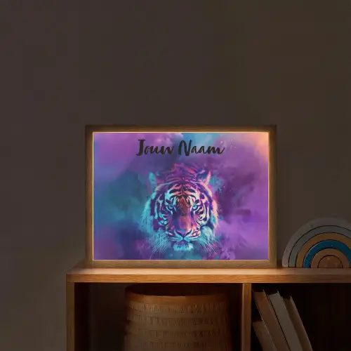 Tijger - Kleurrijk - Rook - Dieren Light Box met batterij (Wandlamp kind) middel -sfeer1_kind