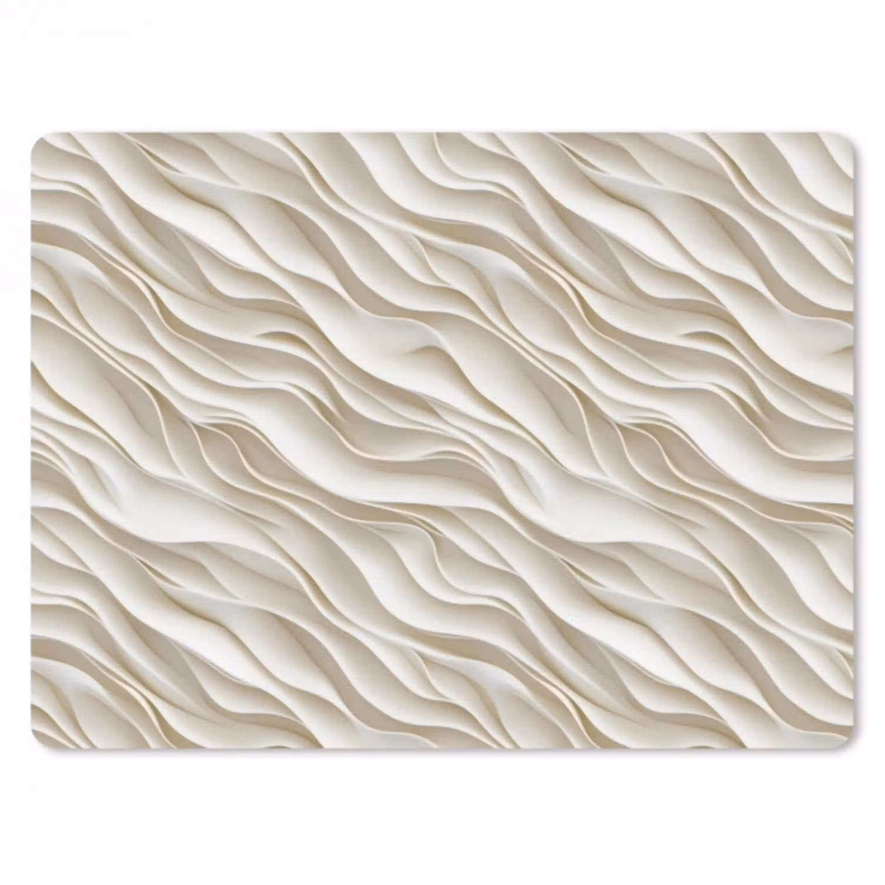 Golven - Wit - Minimalistisch muismat rubber klein 262 -3d