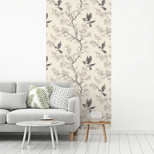 Takken - Vogels - Beige fotobehang vinyl groot 64 -woonkamer