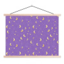 Manen - Sterren - Paars textielposter latten blank klein 122 -3d