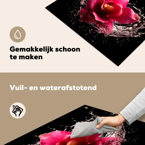 Bloemen - Roze - Water - Zwart - Botanisch - Natuur Inductie beschemer met haakjes middel -ky-schoon-nl