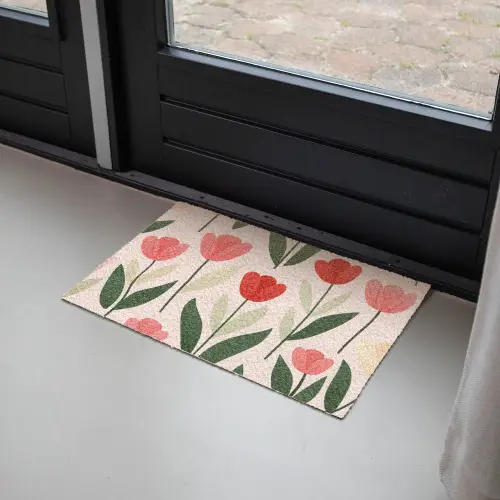 Tulpen - Modern - Roze Deurmat klein -sfeer2