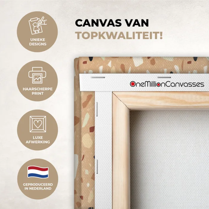 Terrazzo - Patroon - Kleurrijk - Oranje canvas 2cm xxl 828 -sfeer2