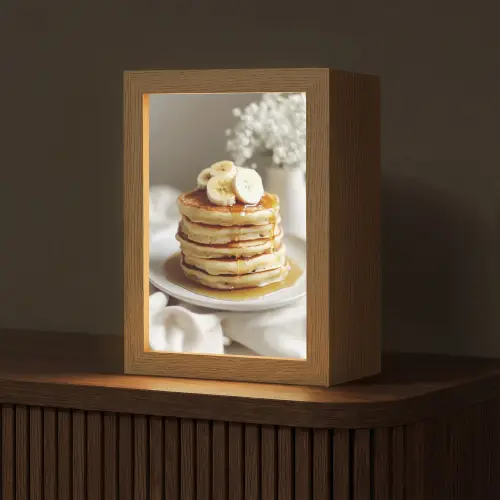 Pannenkoeken - Banaan - Siroop - Wit - Beige Light Box met kabel (Tafellamp) klein -z3d_website