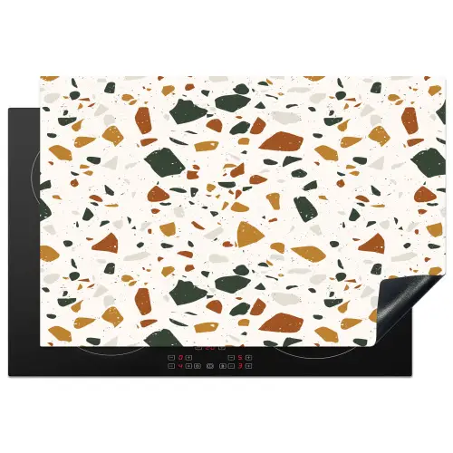 Terrazzo - Patroon - Wit - Terra Inductie beschermer vinyl 3mm klein 276 -3d