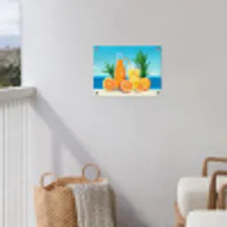Sinaasappels - Ijsblokjes -  Zee - Illustratie tuinposter los doek klein -sfeer8