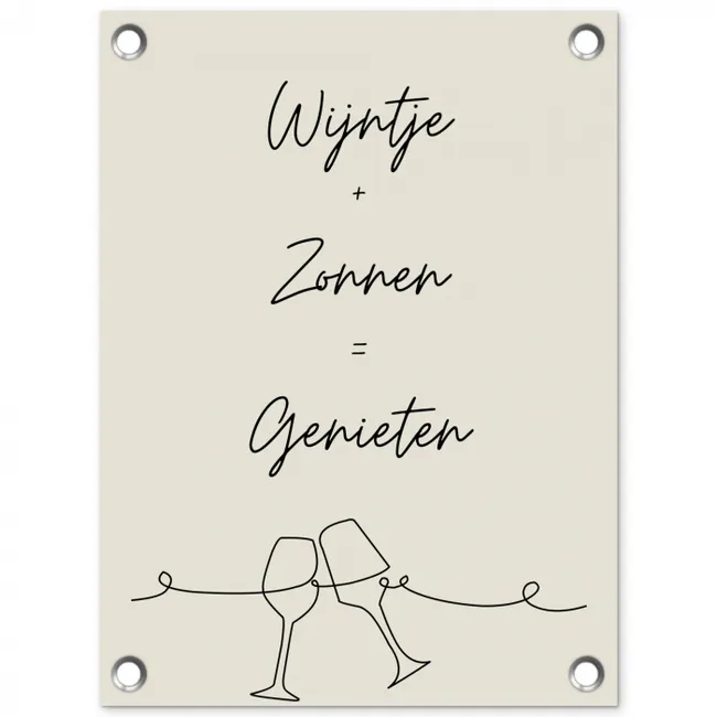 Wijn en Zonnen tuinposter los doek klein -3d