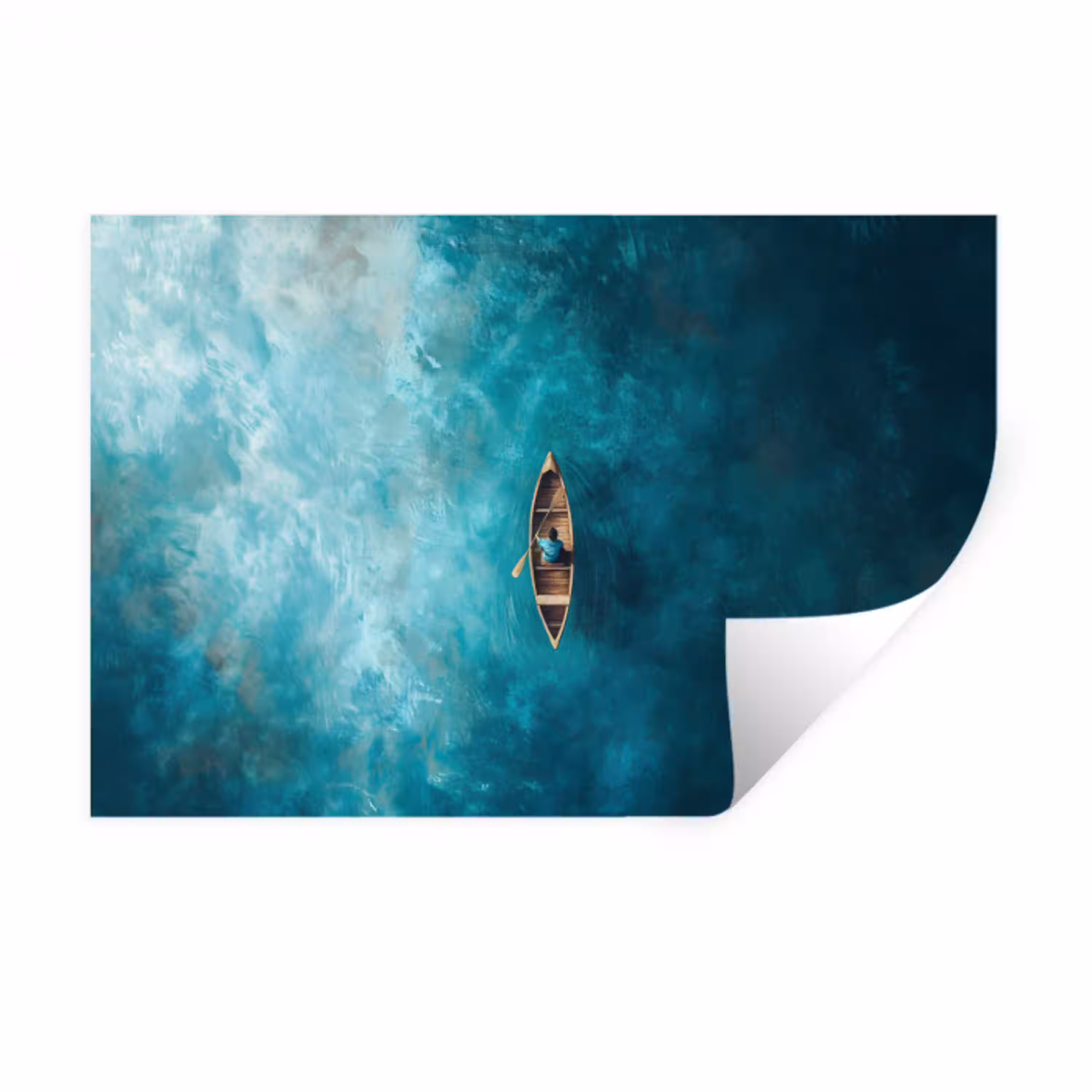 Bootje - Water - Blauw Muursticker klein -3d