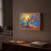Boom - Zon - Verflook - Kleuren - Abstract Light Box met batterij (Wandlamp) middel -sfeer1