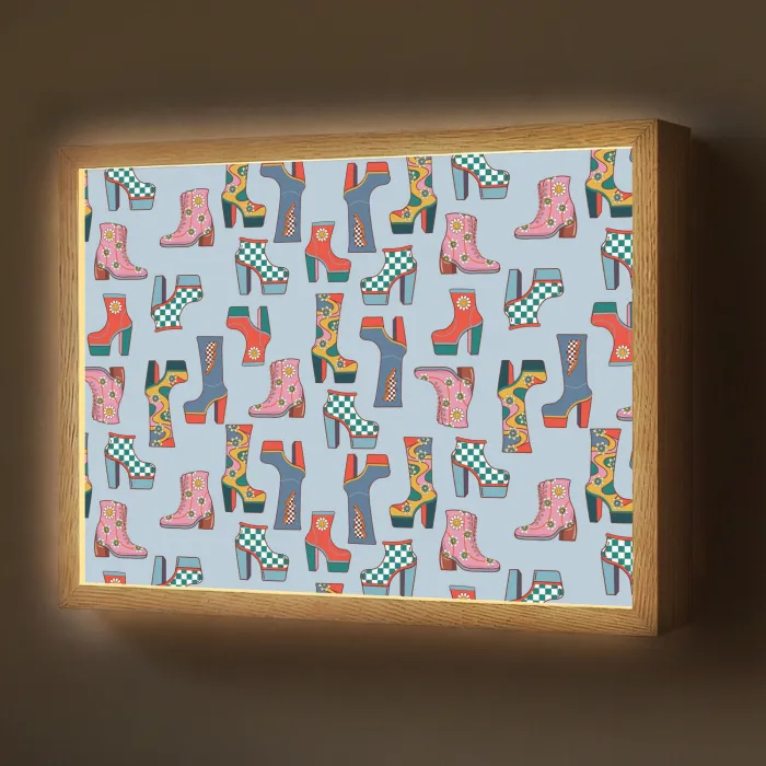 Laarzen - Patroon - Disco Light Box met batterij (Wandlamp) middel 907 -z3d_website