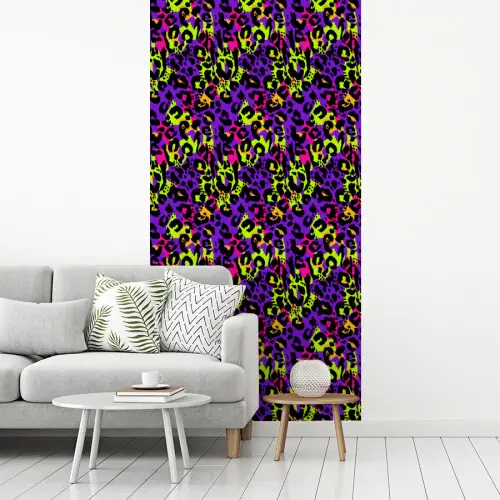 Paars - Neon - Dieren - Panter fotobehang vinyl groot 64 -woonkamer
