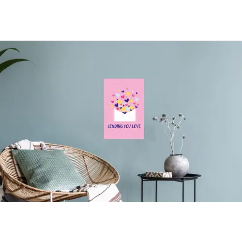 Envelop - Love - Hartjes - Valentijn Muursticker klein -plant