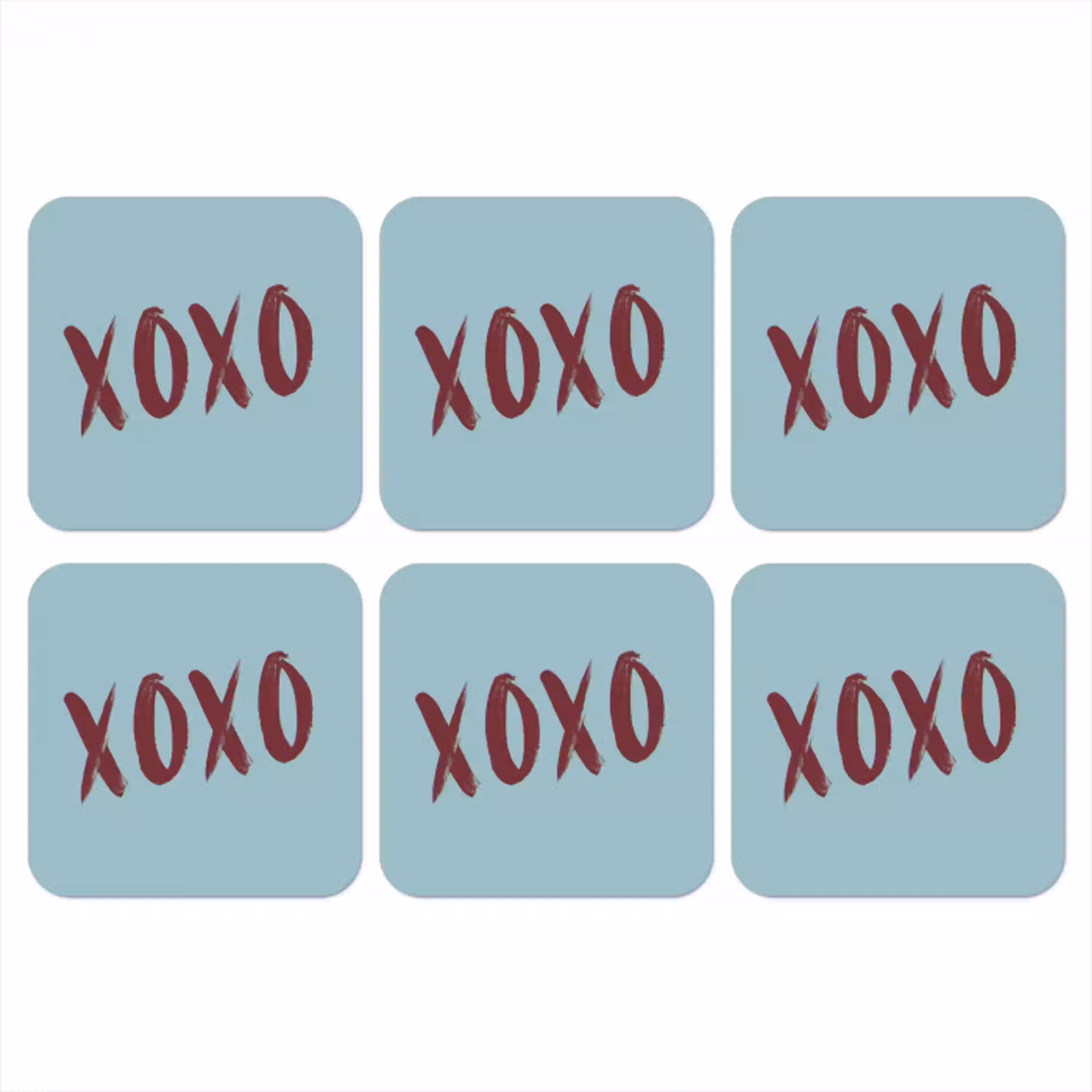 XOXO - Blauw - Rood onderzetter kurk middel -3d