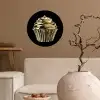 Cupcake - Eten - Goud - Zwart Wandcirkel behangsticker klein -sfeer1