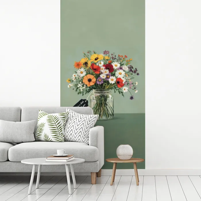 Bloemen - Vaas - Kaartje fotobehang vinyl groot -woonkamer