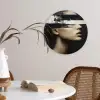 Gezicht - Vrouw - Zwart - Abstract Wandcirkel kunststof plaat 5mm dik klein -sfeer4
