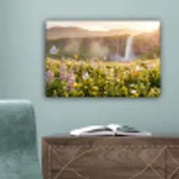Vlinders - Waterval - Bloemenveld canvas 2cm klein -sfeer4