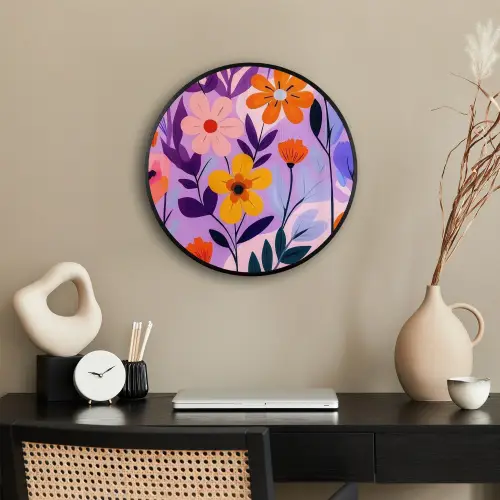 Bloemen - Kleurrijk - Bladeren Fotolijst rond zonder passe partout klein -sfeer1