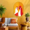 Kippen - Oranje - Vlakken Wandcirkel Ovaal Glas middel -sfeer4