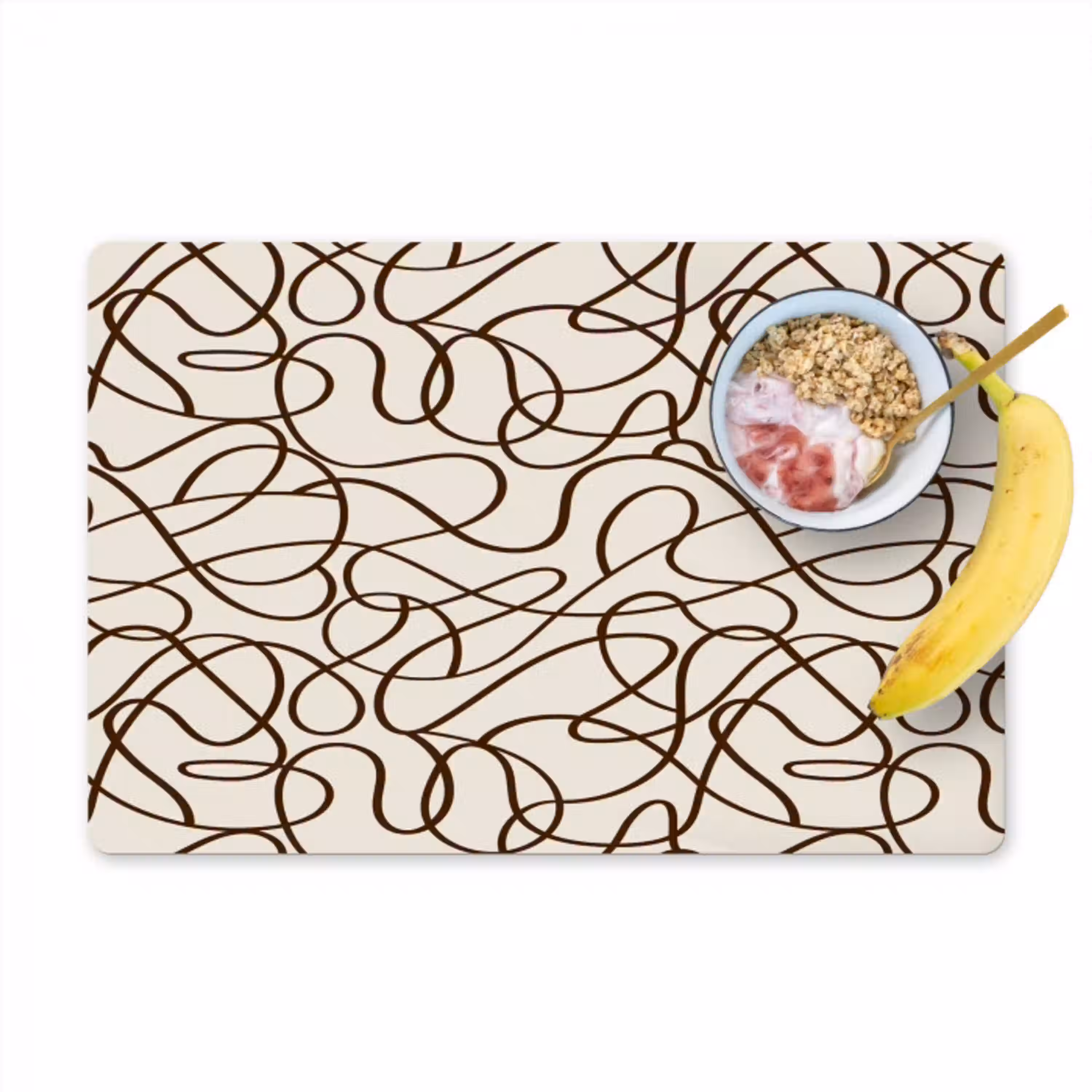 Beige - Lijnen - Donkerbruin Placemat vinyl groot 368 -zzzproduct_Kitchenyeah-website