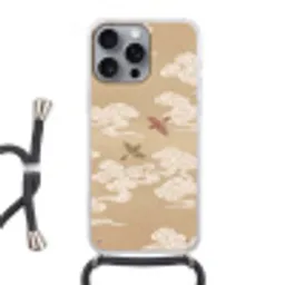 Vogels - Vliegen - Beige Hoesje iPhone 16 Pro Max met koord klein -3d