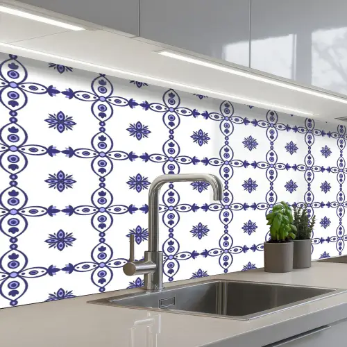 Portugal - Patronen - Blauw keuken achterwand 2 middel 871 -3d_schuin