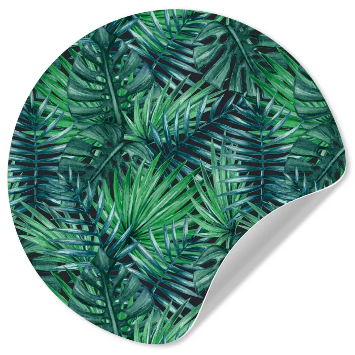 Blauw - Palmbladeren - Afsnijding Wandcirkel behangsticker klein 186 -3d