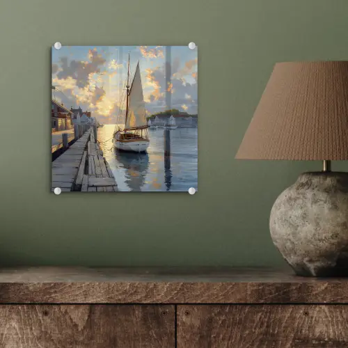 Zeilboot - Zon - Pier - Hout plexiglas 5mm klein -sfeer3