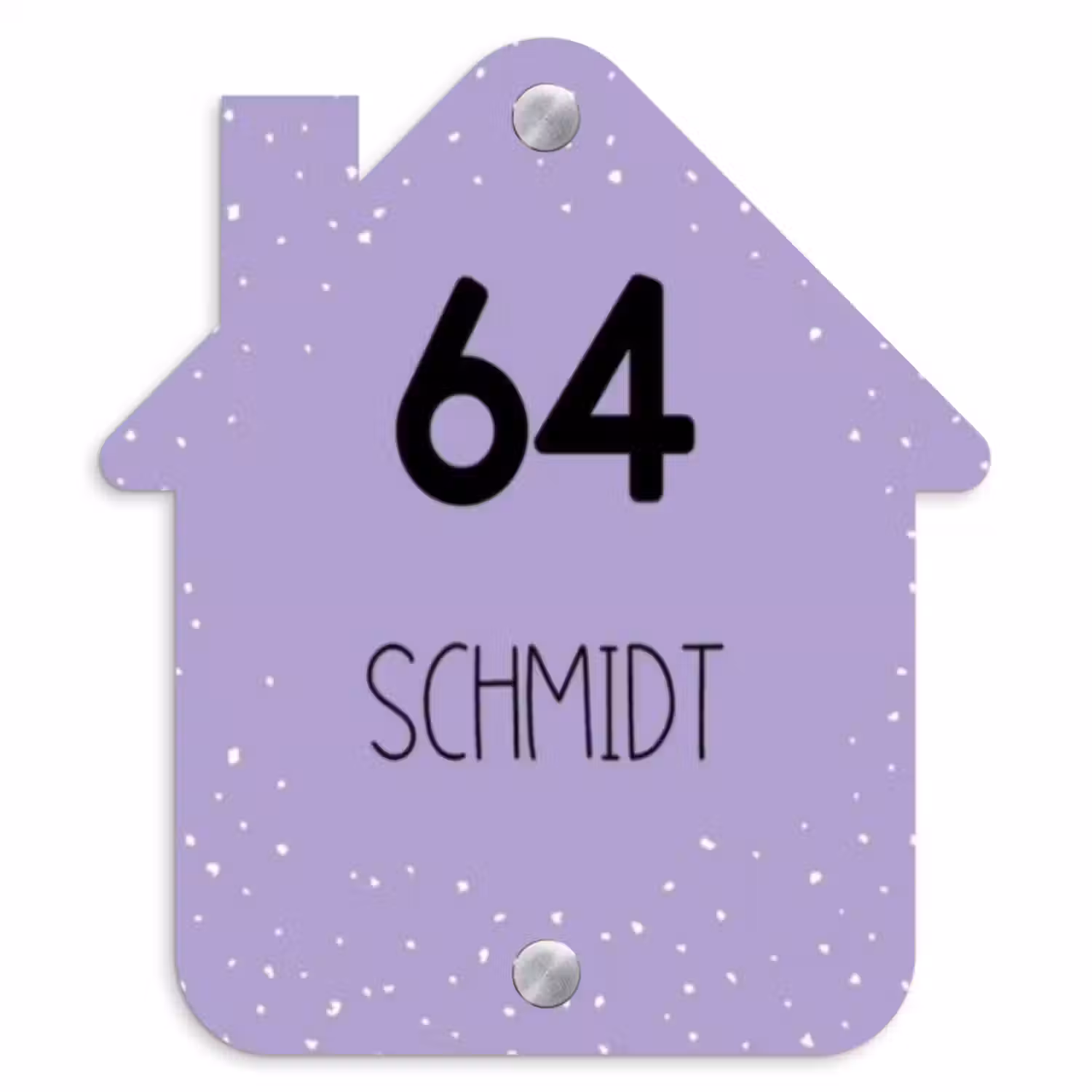 Namensschild Haustür Häuschen - Lila mit Tupfen - Modern