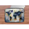 Wereldkaart - Blauw - Abstract laptophoes neopreen klein -tafel