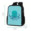 Octopus - Blauw - Gezicht Rugzak - Zwart middel -productfoto_formaten