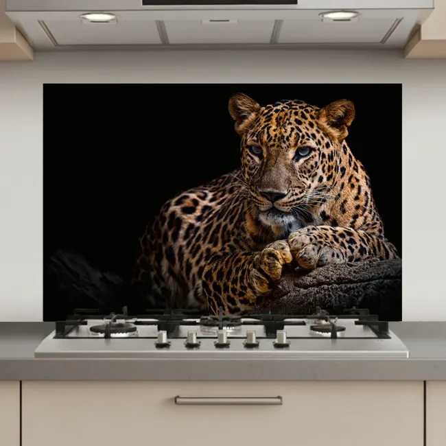Wilde dieren - Panter - Portret - Zwart - Dieren keuken achterwand spatscherm klein -3d_website