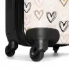 Hartjespatroon in diverse kleuren op beige NBS - Handbagage koffer - Kinderen Unisex middel -wiel