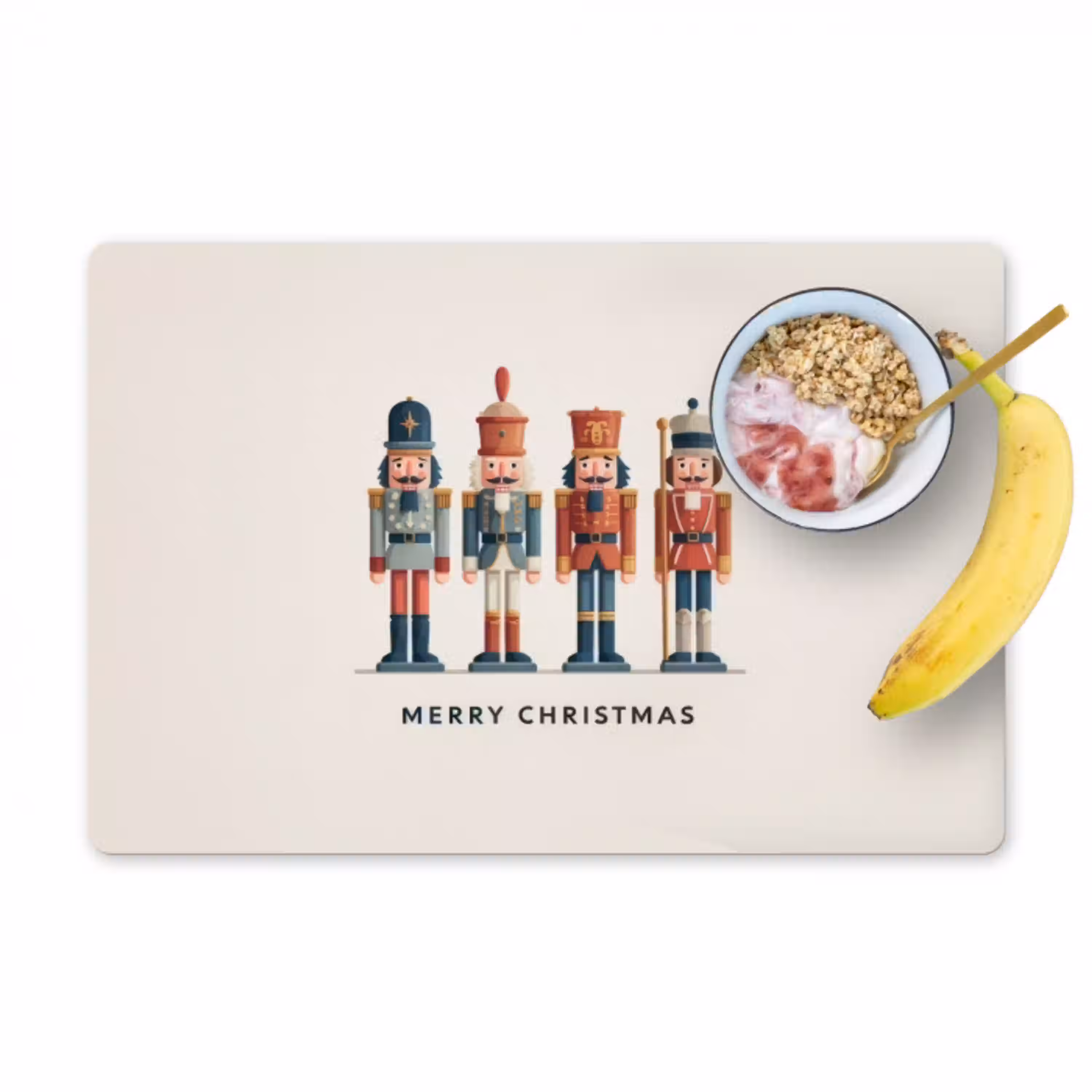 Notenkrakers - Minimalistisch - Kerst - Beige Placemat vinyl groot -zzzproduct_Kitchenyeah-website