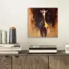 Giraf - Bruin - Abstract - Geschilderd aluminium wit klein -sfeer1