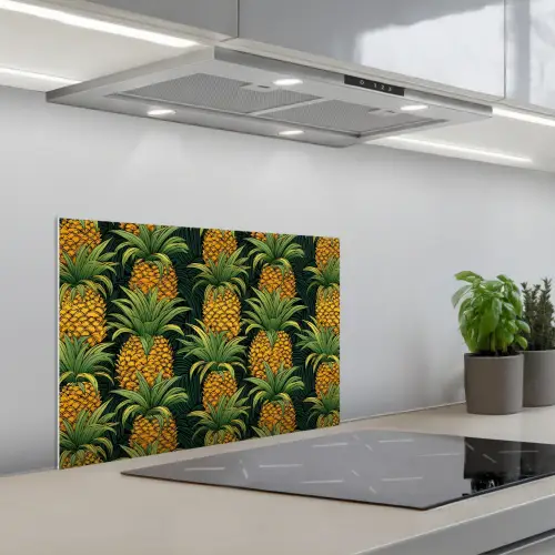 Illustratie - Patroon - Ananas keuken achterwand spatscherm klein 900 -3d_schuin