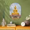 Boeddha - Buddha beeld - Goud - Religie Wandcirkel Ovaal Forex klein -sfeer2
