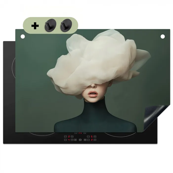 Hoed - Vrouw - Beige Inductie beschemer met haakjes klein -3d