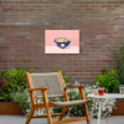 Noodles - Kom - Blauw - Illustratie Tuinposter op houten frame 2 cm dik klein -sfeer3