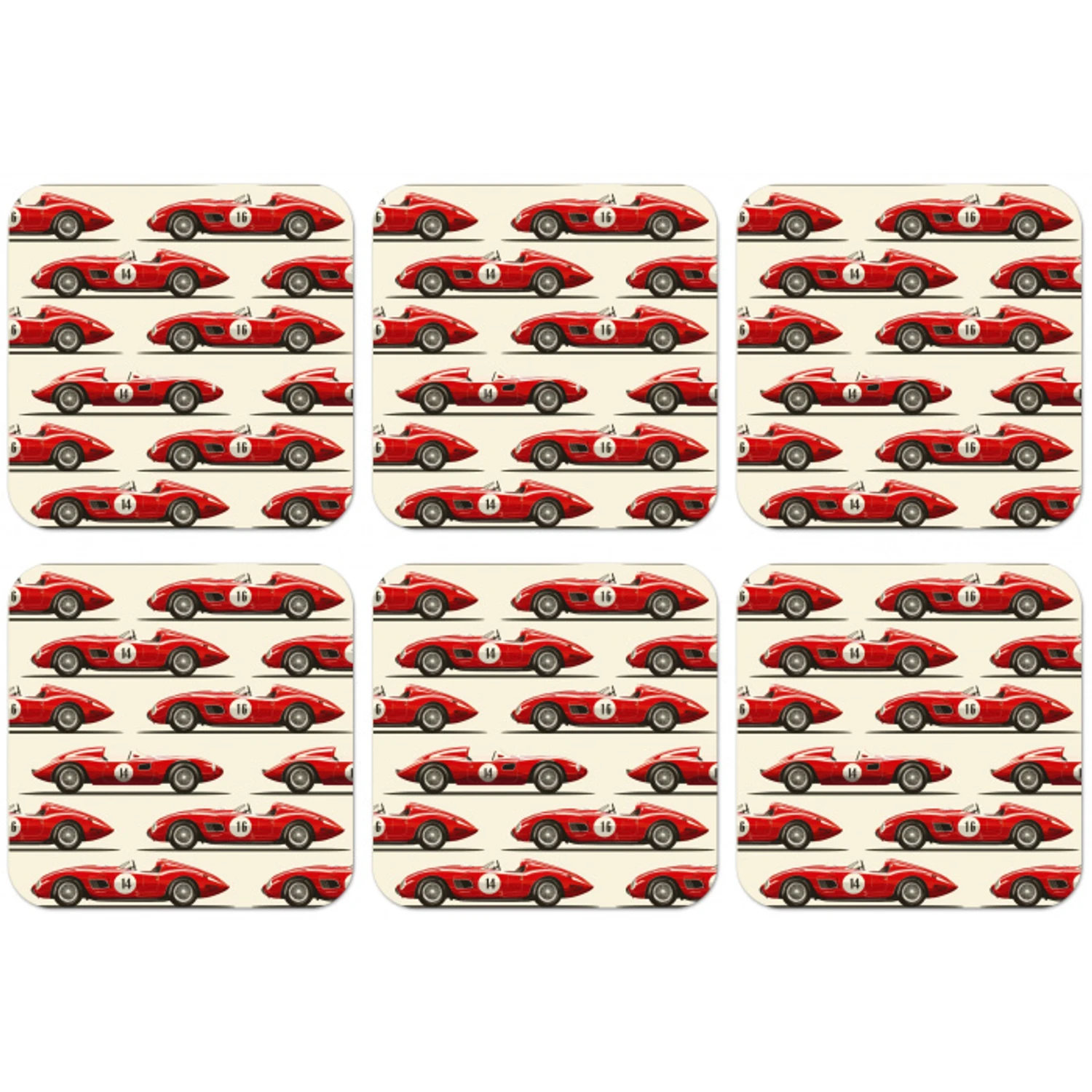 Raceauto - Retro - Rood onderzetter kurk middel 366 -zkaufland3dotto