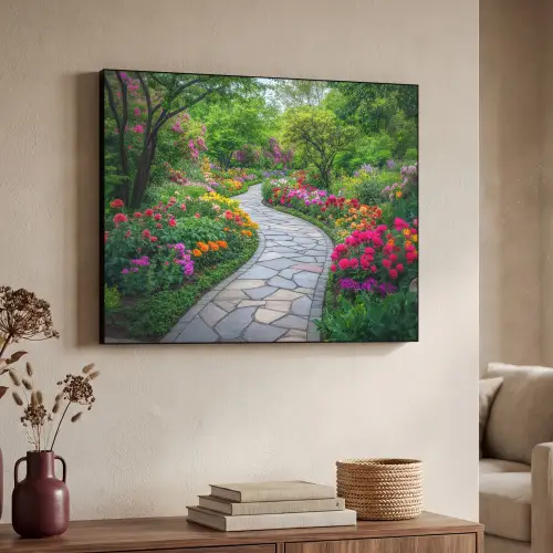 Park - Bloemen - Tuin Textielframe zwart klein -sfeer3
