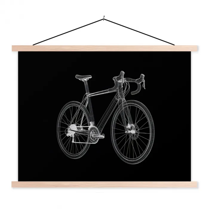 Lijnen - Illustratie - Wit textielposter latten blank klein -3d