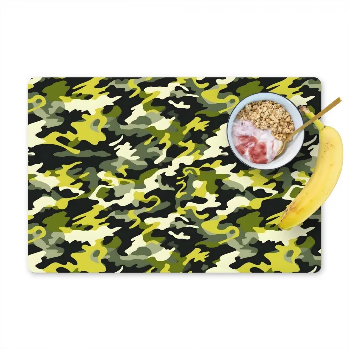 Groen - Geel - Camouflage - Patroon Placemat vinyl groot 368 -zzzproduct_Kitchenyeah-website