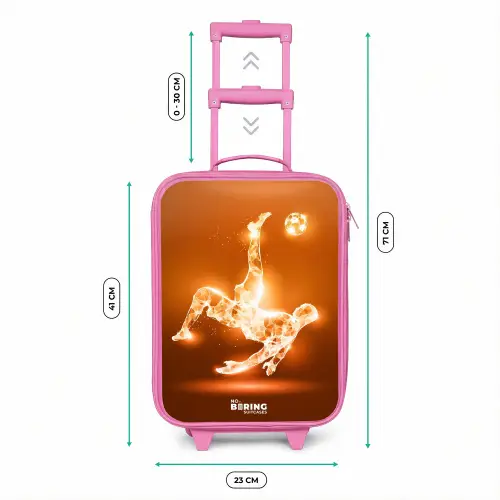 Oranje lichtvoetballer in zweefmoment Kinderkoffer - Roze klein -productfoto_formaten
