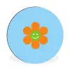 Bloem - Smiley - Kleurrijk Wandcirkel aluminium klein -3d