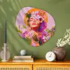 Vrouw - Abstract - Cirkel - Bloemen Wandcirkel Organisch Aluminium middel -sfeer2