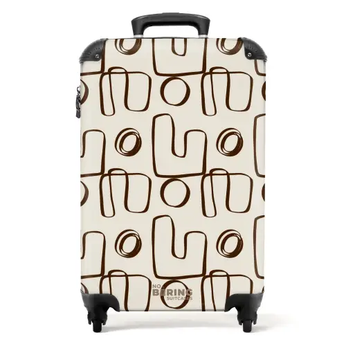 Bruine abstracte lijnen op beige achtergrond NBS - Handbagage koffer - Kinderen Unisex middel -productfoto_recht