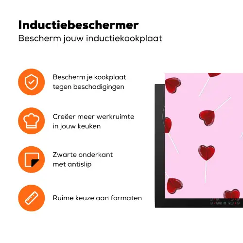 Roze - Hart - Lolly - Snoep Inductie beschermer vinyl 3mm klein -zzzzzzz-td-ups